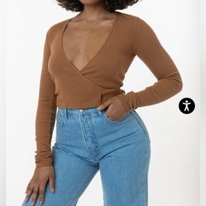 Long Sleeve Wrap Top by Los Angeles Apparel size M